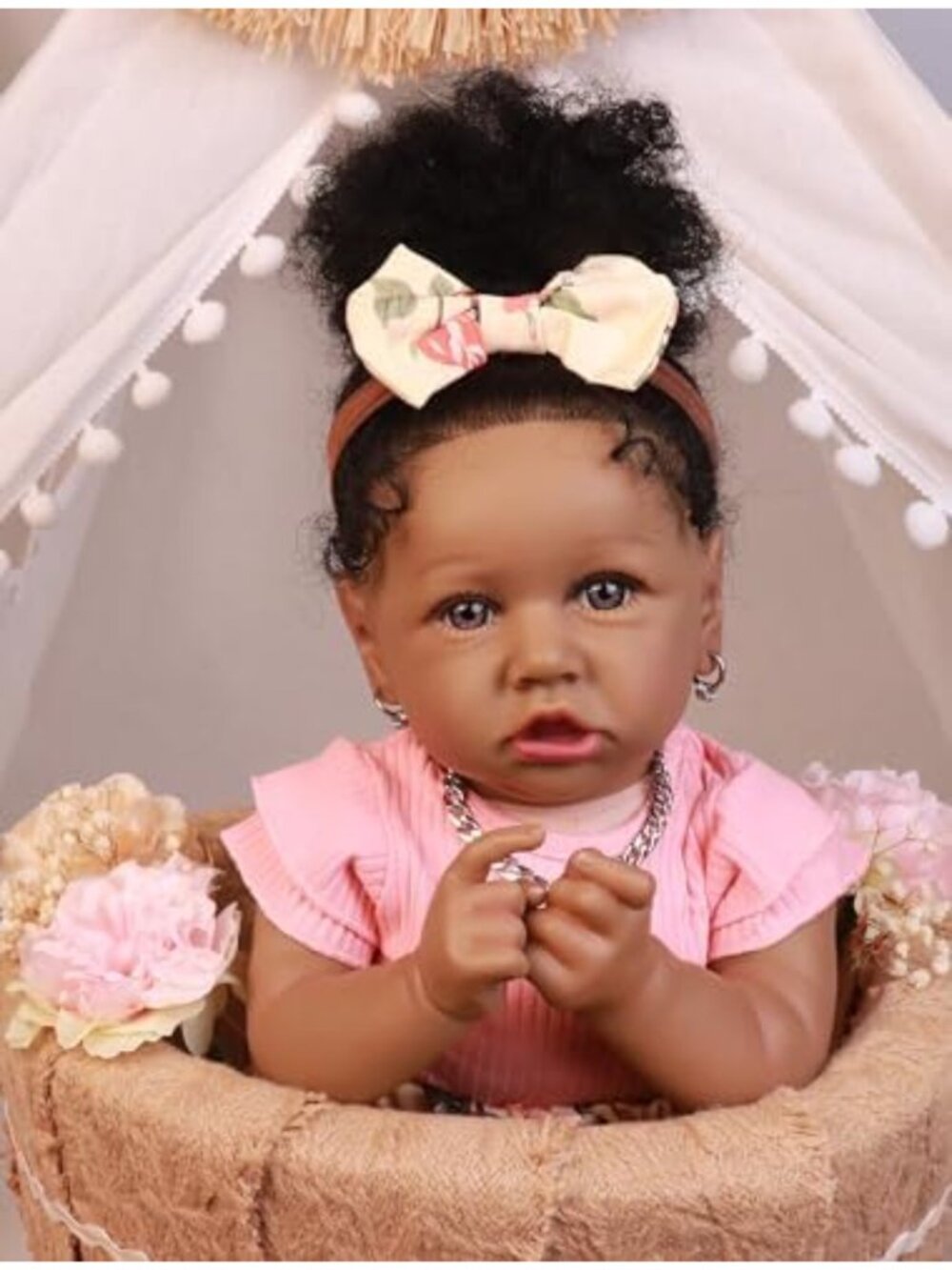 22in Soft Body Reborn Baby Girl Doll Poseable Rooted Hair Gift Set